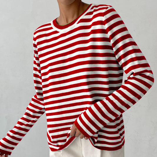 Andrea's™ | Gestreiftes Strickshirt mit Rundhalsausschnitt