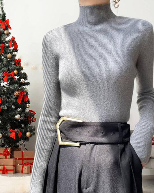 Andrea's™ | Gestrickter Pullover Mit Halbhohem Kragen