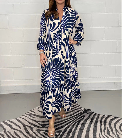 Bedrucktes Chiffon-A-Linien-Kleid von Andrea Serena