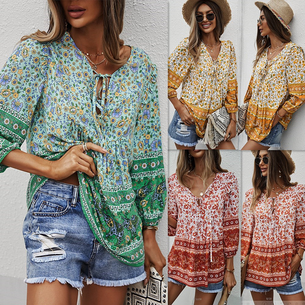 Bohemian Floral Andrea Serena Printed Summer Top