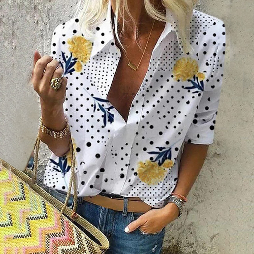 Elegantes Andrea Serena Top mit Blumenmuster und V-Ausschnitt