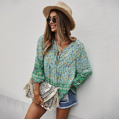 Sommertop mit Blumenmuster von Andrea Serena im Boho-Stil