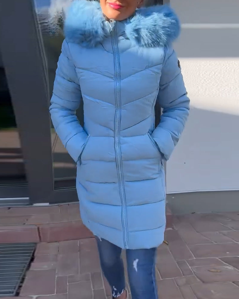 Andrea's™ | Lässige, einfarbige, wattierte jacke mit reißverschluss und tasche