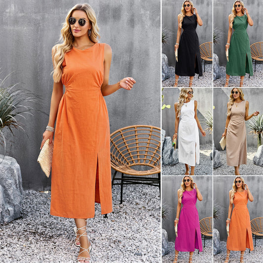 Elegantes ärmelloses Sommer-Midikleid von Andrea Serena