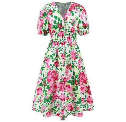 Bohemian Floral V-Ausschnitt Kleid von Andrea Serena