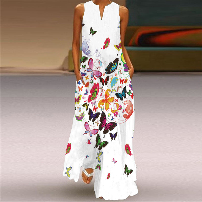 Langes Kleid mit Retro-Print von Andrea Serena