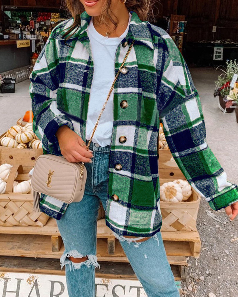 Andrea's™ | Lässige Jacke mit Karomuster und Knopfleiste