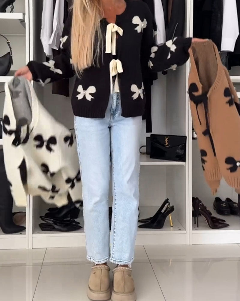 Andrea's™ | Cardigan mit Perlenschleife und Schnürung