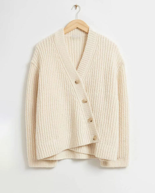 Andrea's™ | Einfarbiger Cardigan mit V-Ausschnitt und Knopfleiste