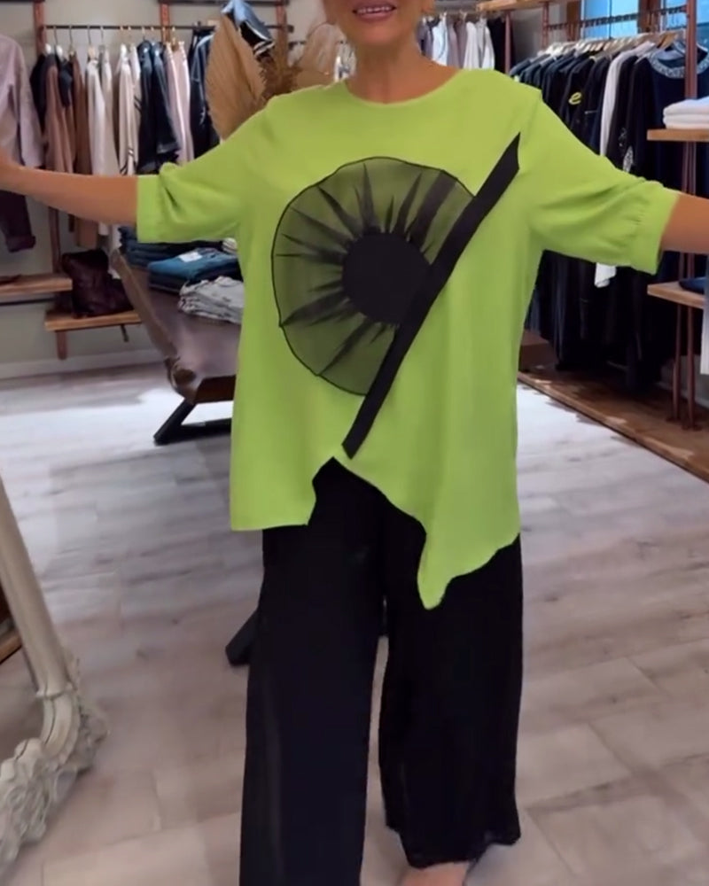 Andrea's™ | T-Shirt blumenmuster kurzarm lässig