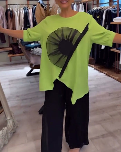 Andrea's™ | T-Shirt blumenmuster kurzarm lässig