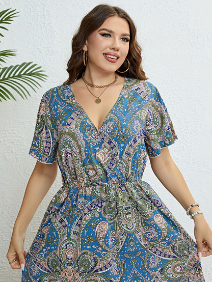 Sommerkleid von Andrea Serena mit Retro-Print und V-Ausschnitt