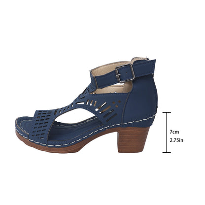 Elegante Andrea Serena Sandalen mit Cut-out und klobigem Absatz