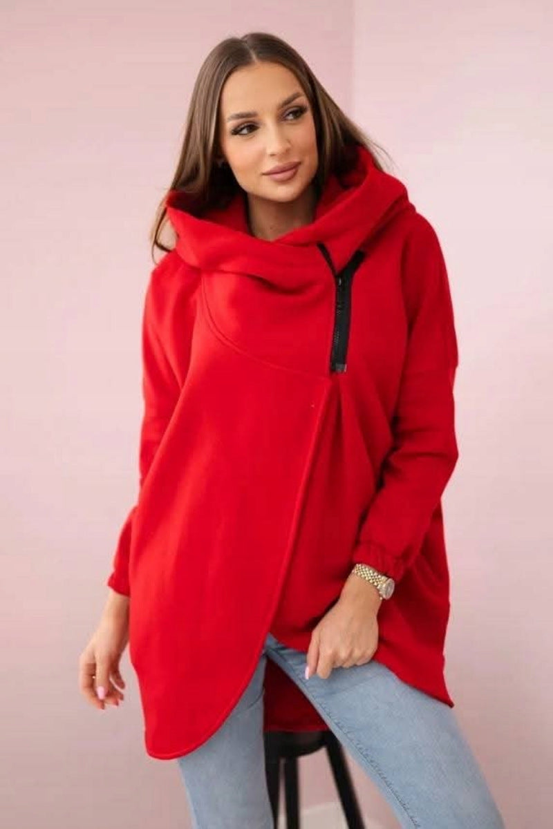 Andrea's™ | Damen-Hoodie-Mantel in Übergröße, einfarbig