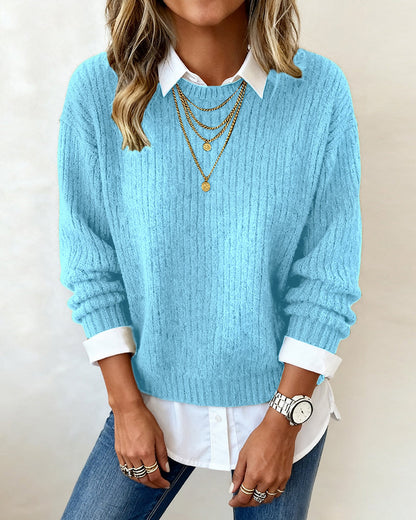 Andrea's™ | Pullover Mit Hemdkragen Und Patchwork-Design