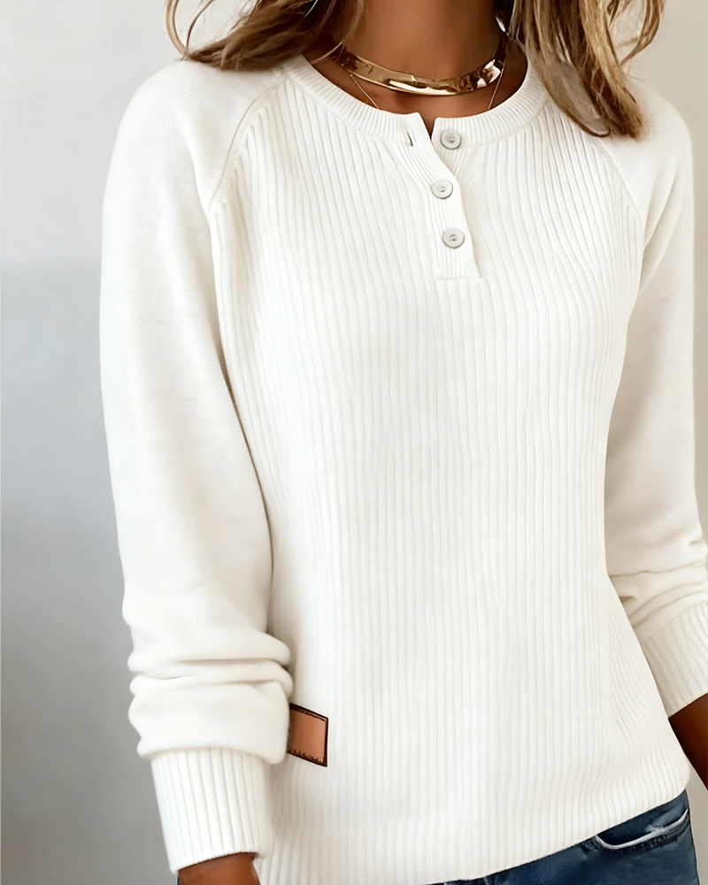 Andrea's™ | Pullover stylischer Knopf Raglanärmel