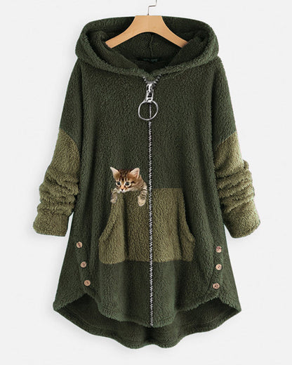 Andrea's™ | Kapuzenmantel mit süßem Katzenprint
