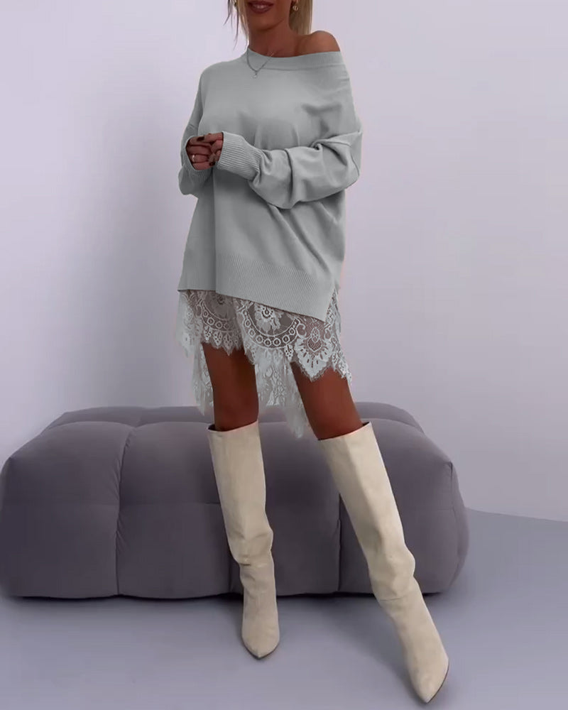 Andrea's™ | Einfarbiger, schulterfreier, schmaler pullover