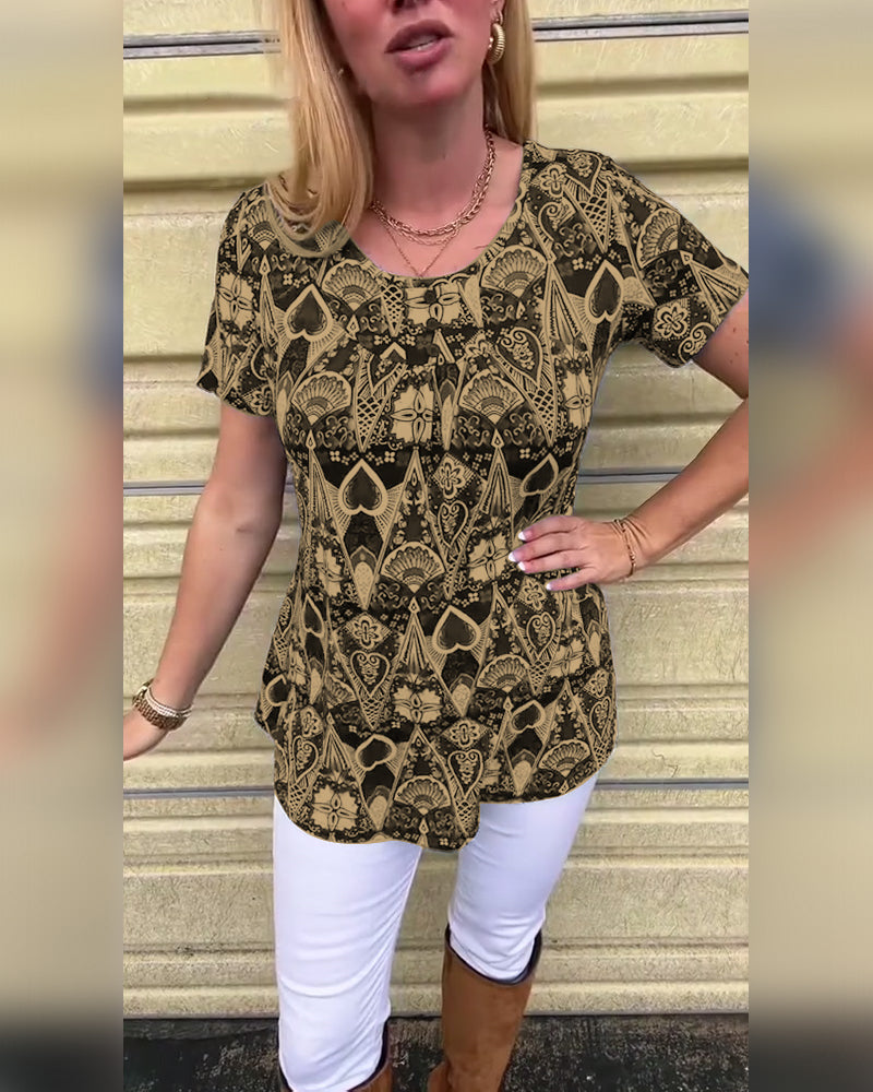 Andrea's™ | T-Shirt lässig Retro Rundhals bedruckt