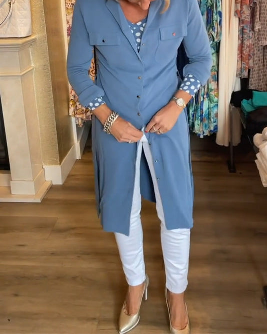 Andrea's™ | Geknöpfter mantel mit lässiger volltonfarbe