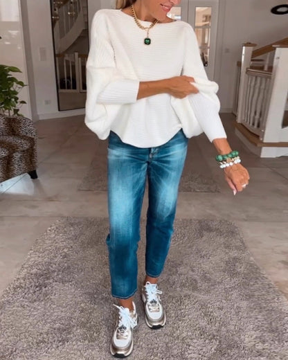 Andrea's™ | Pullover mit Laternenärmeln und fester Farbe