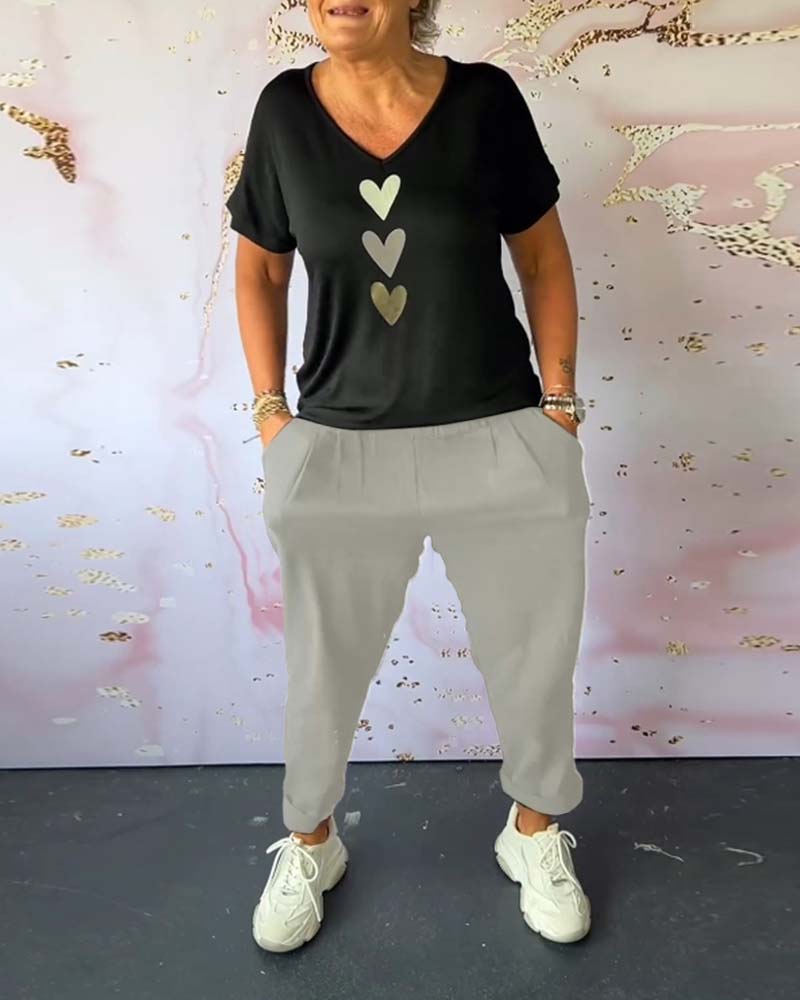 Andrea's™ | Bequeme Freizeithose mit einfarbiger Tasche