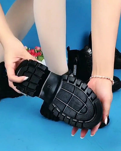 Andrea's™ | Einfarbige kurze Martin-Stiefel aus Fleece