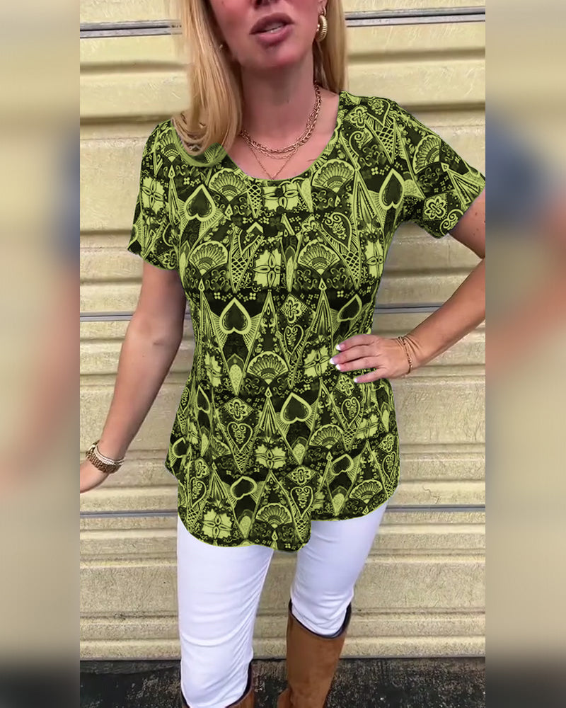 Andrea's™ | T-Shirt lässig Retro Rundhals bedruckt