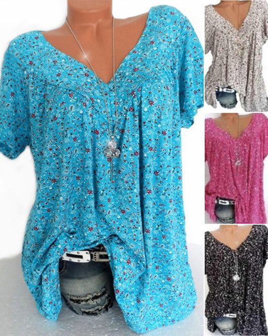 Andrea's™ | Lockeres Kurzarm-T-Shirt mit V-Ausschnitt