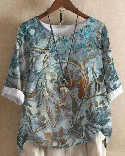 Andrea's™ | Blumen-t-shirt mit halben ärmeln