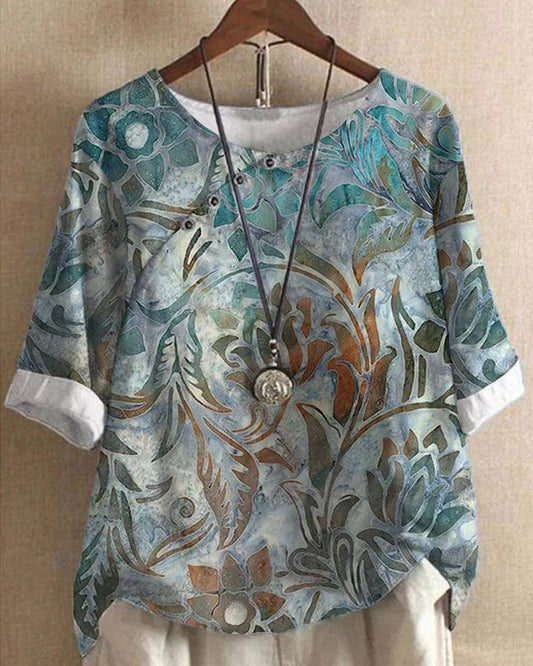 Andrea's™ | Blumen-t-shirt mit halben ärmeln