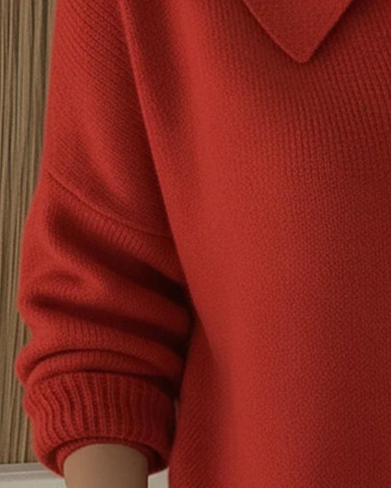 Andrea's™ | Langärmeliger Pullover mit Knopfleiste am Revers