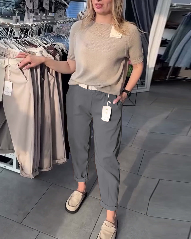 Andrea's™ | Hose einfarbig lässig gerade