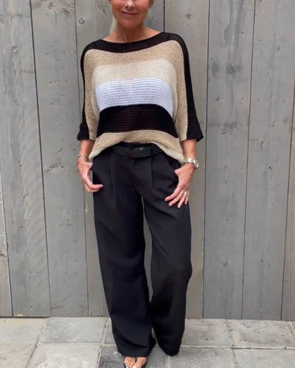 Andrea's™ | Pullover mit Farbblock-Rundhalsausschnitt