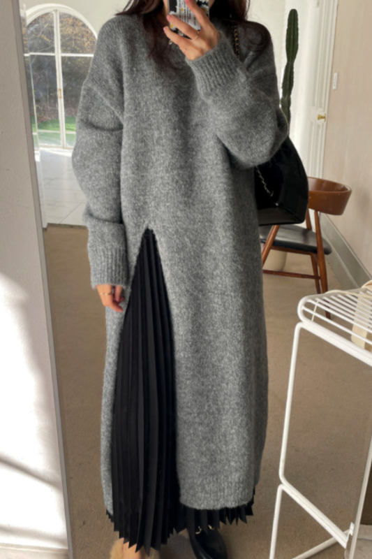 Andrea’s™ | Elegantes Oversize-Strickkleid in Midi-Länge mit Faltendetail