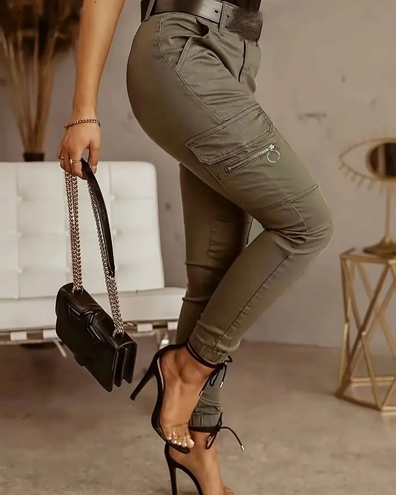 Andrea's™ | Cargohosen Mittelwaist Taschen Bündchen