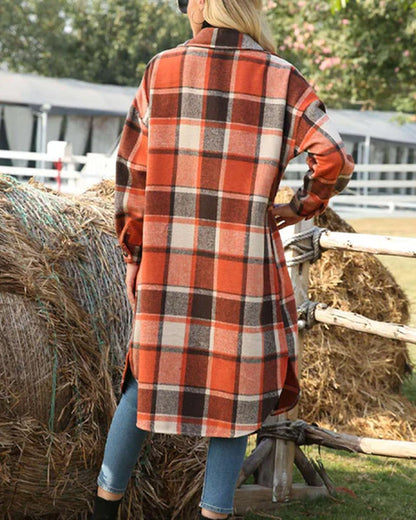 Andrea's™ | Karierter mantel mit reversknöpfen