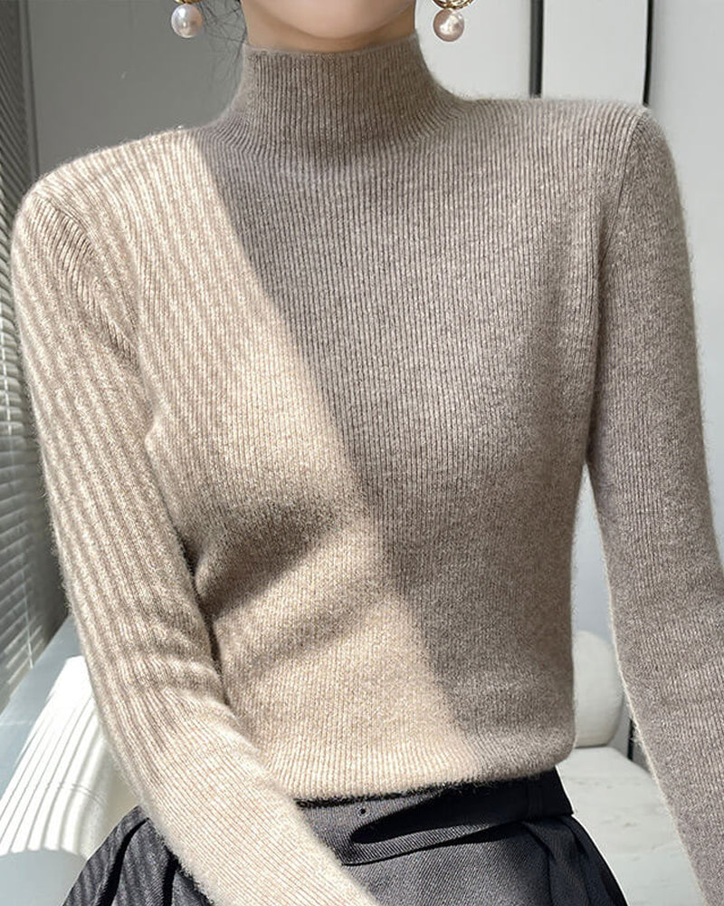 Andrea's™ | Gestrickter Pullover Mit Halbhohem Kragen