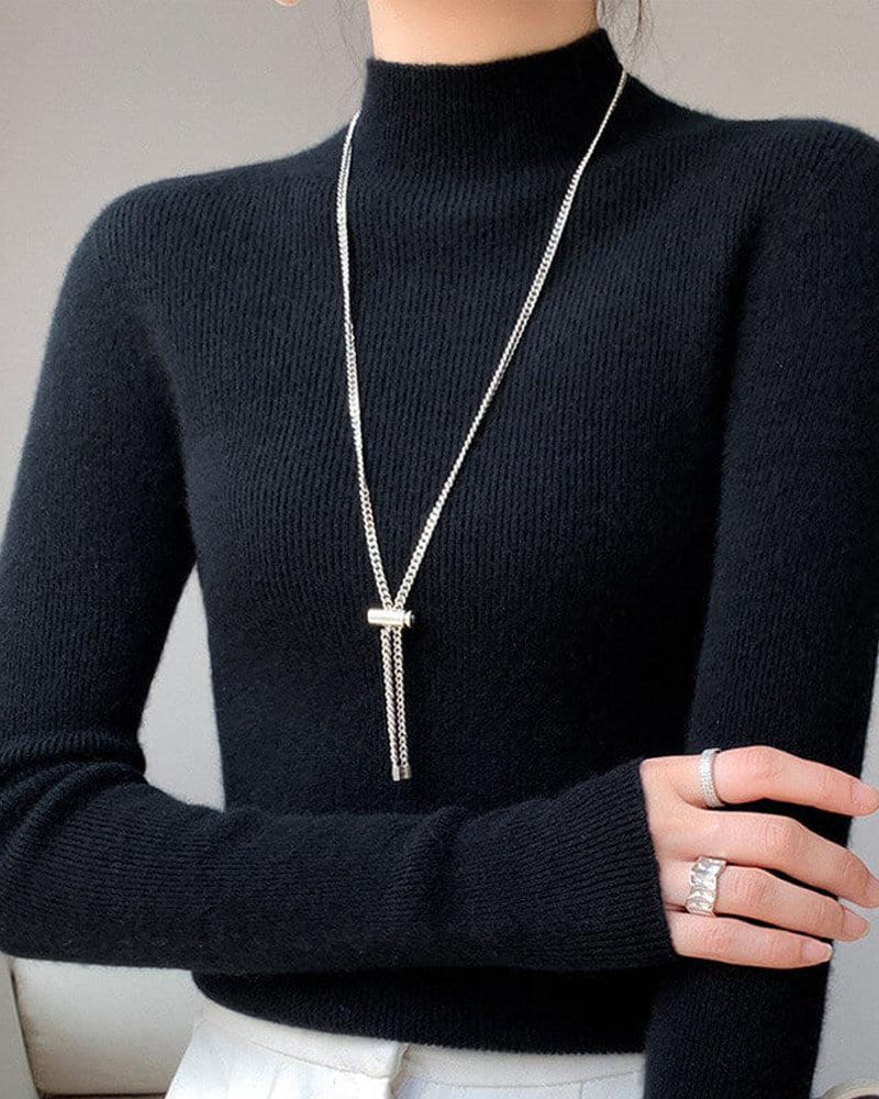 Andrea's™ | Gestrickter Pullover Mit Halbhohem Kragen