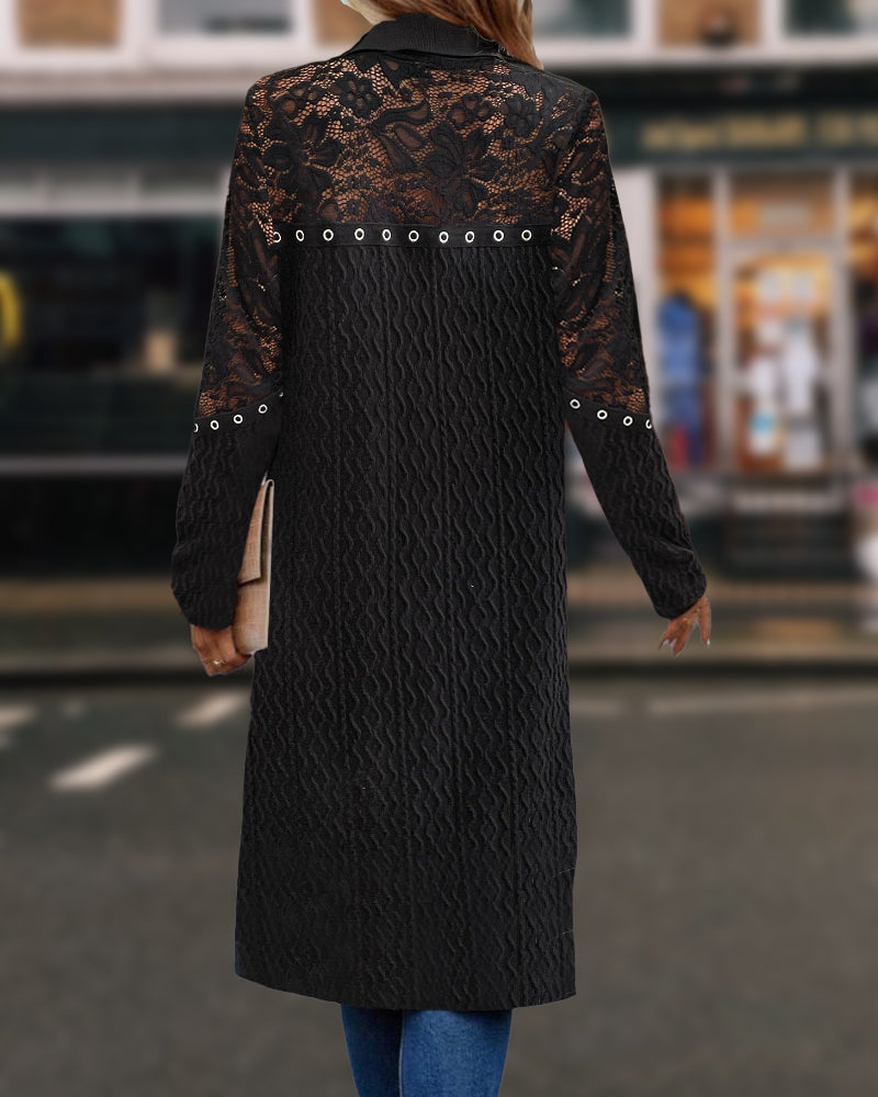 Andrea's™ | Eleganter Mantel aus Spitze in Volltonfarbe