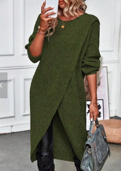 Andrea's™ | Gestricktes Kleid mit Lagen und langen Ärmeln