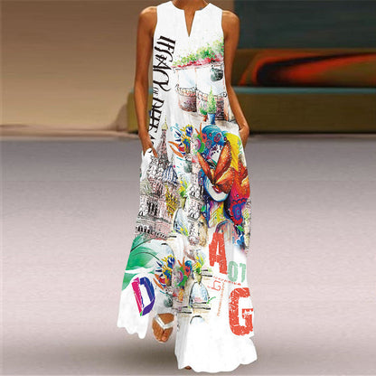 Langes Kleid mit Retro-Print von Andrea Serena