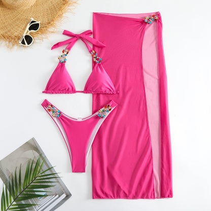 Strahlendes dreiteiliges Bikini-Set aus Mesh von Andrea Serena