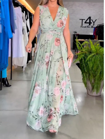 Andrea's™ | Elegantes Maxikleid aus Chiffon mit Blumenmuster