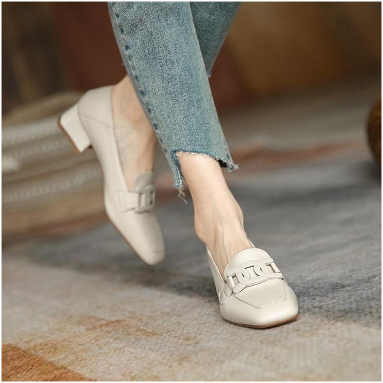 Elegante Andrea Serena Loafer-Pumps mit klobigem Absatz