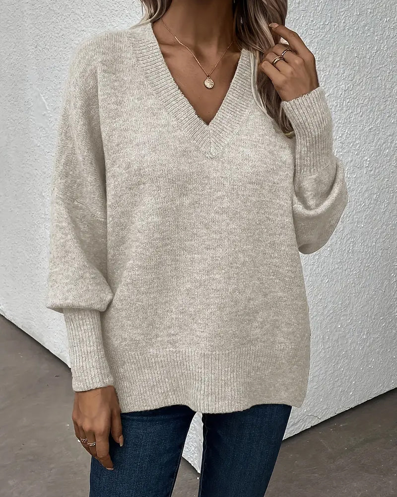 Andrea's™ | Pullover Laternenärmel V-Ausschnitt