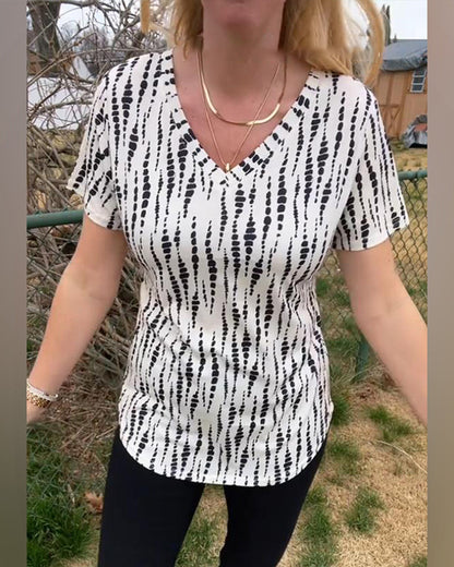 Andrea's™ | T-Shirt bedruckt kurzärmelig V-Ausschnitt