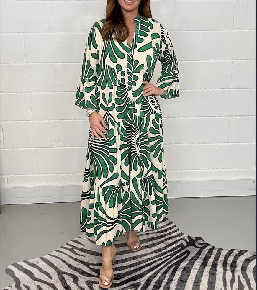Bedrucktes Chiffon-A-Linien-Kleid von Andrea Serena