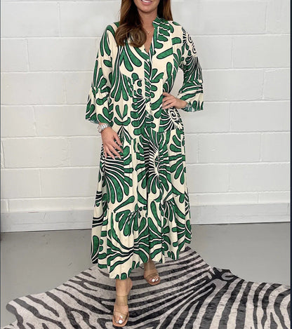 Bedrucktes Chiffon-A-Linien-Kleid von Andrea Serena