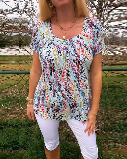 Andrea's™ | T-Shirt U-Ausschnitt Kurzarm Bedruckt